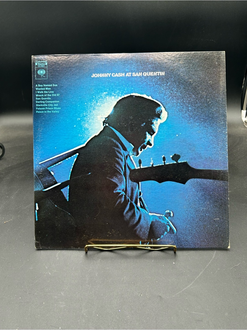 Columbia Black and Blue Johnny Cash at San Quentin Silhouette Album Art